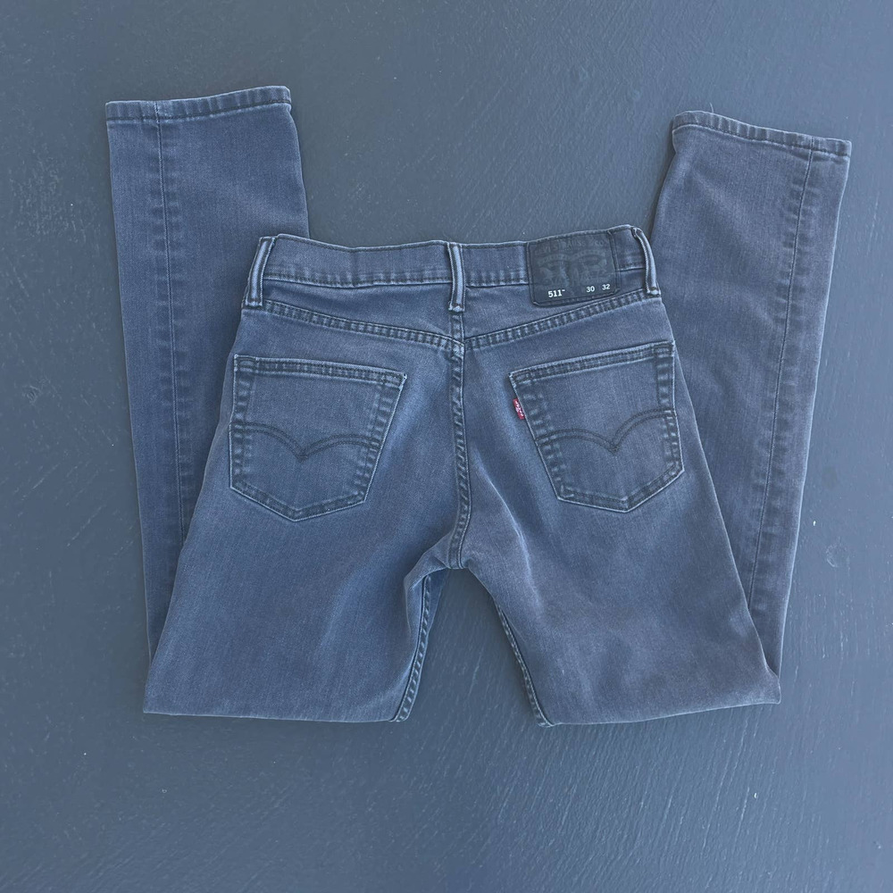 LEVIS 511 CHARCOAL BLACK STRAIGHT LEG DENIM JEAN PANTS 30X32